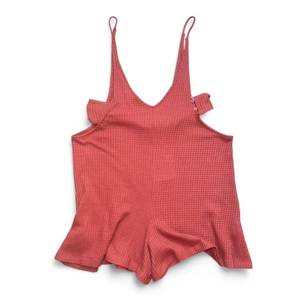 NEW Somedays Lovin Lost Lovers Burnt Pink Waffle Knit Romper — SMALL
